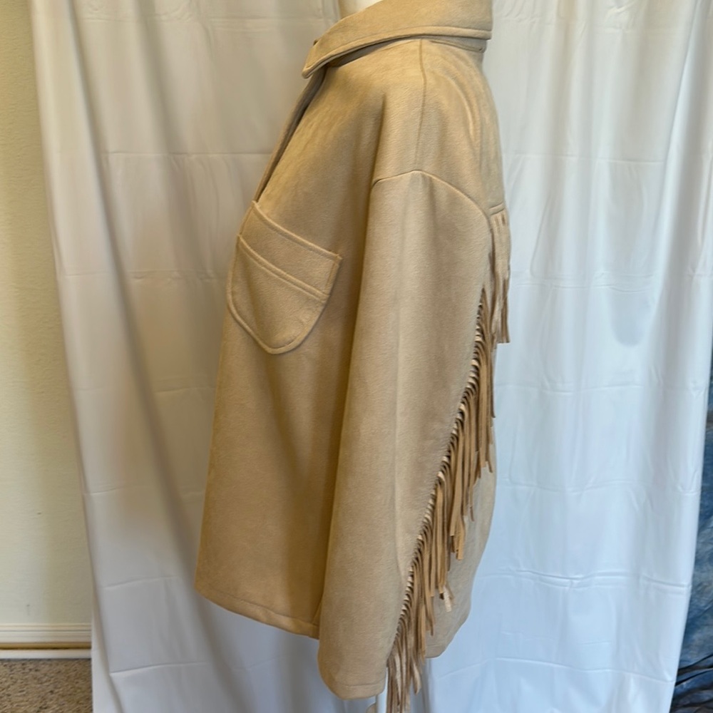 Alice Blue Tan Utility Jacket with Collared Neckline and Tassels - Picture 6 of 11